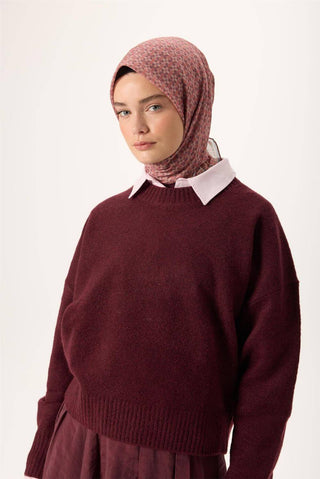 Thin Cotton Soft Scarf, Peach-Anthracite Stone Pattern, Non-Slip Texture, Breathable.
 90x90