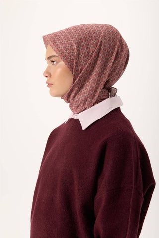 Thin Cotton Soft Scarf, Peach-Anthracite Stone Pattern, Non-Slip Texture, Breathable.
 90x90