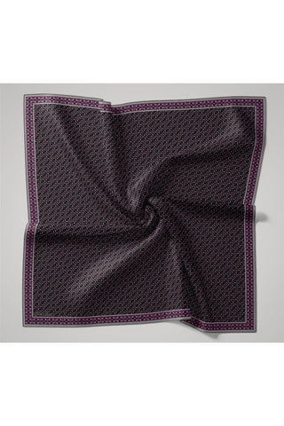 İnce Pamuk Soft Eşarp Siyah-Erguvan Gri Desenli Kaymaz Dokulu Nefes Alan 90X90 - Soft Eşarp - | Silk Home