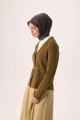 İnce Pamuk Soft Eşarp Siyah-Gümüş Pastel Mor Desenli Kaymaz Dokulu Nefes Alan 90X90 - Soft Eşarp - | Silk Home