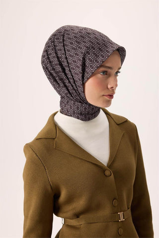 İnce Pamuk Soft Eşarp Siyah-Gümüş Pastel Mor Desenli Kaymaz Dokulu Nefes Alan 90X90 - Soft Eşarp - | Silk Home