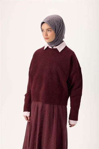 İnce Pamuk Soft Eşarp Pastel Mor-Antrasit Lila Desenli Kaymaz Dokulu Nefes Alan
                90X90