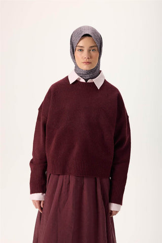 İnce Pamuk Soft Eşarp Pastel Mor-Antrasit Lila Desenli Kaymaz Dokulu Nefes Alan
                90X90