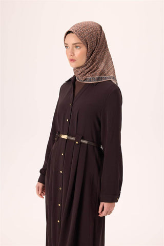 İnce Pamuk Soft Eşarp Kahverengi-Petrol Yeşili Vizon Desenli Kaymaz Dokulu
                Nefes Alan 90X90