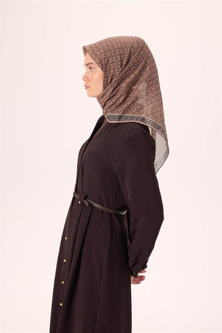 İnce Pamuk Soft Eşarp Kahverengi-Petrol Yeşili Vizon Desenli Kaymaz Dokulu
                Nefes Alan 90X90