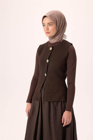 İnce Pamuk Soft Eşarp Acı Kahve-Vizon Sütlü Kahve Desenli Kaymaz Dokulu Nefes Alan 90X90 - Soft Eşarp - | Silk Home