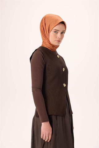 İnce Pamuk Soft Eşarp Koyu Turuncu-Gri Turuncu Desenli Kaymaz Dokulu Nefes Alan 90X90 - Soft Eşarp - | Silk Home
