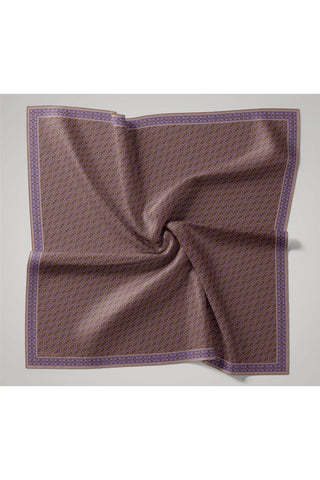 İnce Pamuk Soft Eşarp Violet-Kahverengi Vizon Desenli Kaymaz Dokulu Nefes Alan 90X90 - Soft Eşarp - | Silk Home