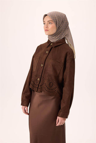 İnce Pamuk Soft Eşarp Pastel Mor-Hardal Vizon Desenli Kaymaz Dokulu Nefes Alan
                90X90