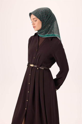 İnce Pamuk Soft Eşarp Soluk Siyah-Patina Desenli Tok Duruşlu Kaymaz 90X90 - Soft Eşarp - | Silk Home
