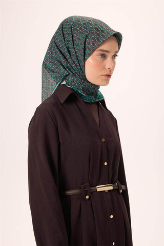 İnce Pamuk Soft Eşarp Soluk Siyah-Patina Desenli Tok Duruşlu Kaymaz 90X90 - Soft Eşarp - | Silk Home