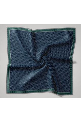 İnce Pamuk Soft Eşarp Mavi-Patina Desenli Tok Duruşlu Kaymaz 90X90 - Soft Eşarp - | Silk Home
