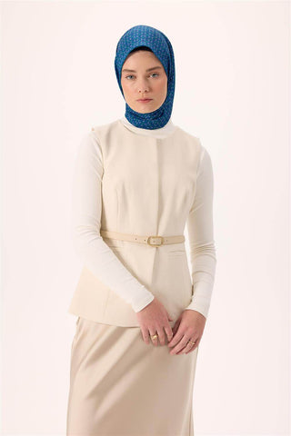 İnce Pamuk Soft Eşarp Mavi-Patina Desenli Tok Duruşlu Kaymaz 90X90