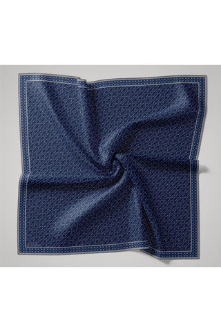 İnce Pamuk Soft Eşarp Mavi-Lacivert Desenli Tok Duruşlu Kaymaz 90X90