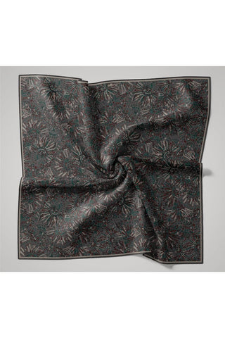 İnce Pamuk Soft Eşarp Gri-Patina Yeşili Desenli Tok Duruşlu Kaymaz 90X90 - Soft Eşarp - | Silk Home
