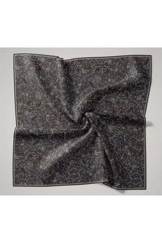 İnce Pamuk Soft Eşarp Gri-Mavi Desenli Tok Duruşlu Kaymaz 90X90 - Soft Eşarp - | Silk Home