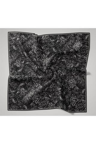 İnce Pamuk Soft Eşarp Siyah-Gümüş Desenli Tok Duruşlu Kaymaz 90X90