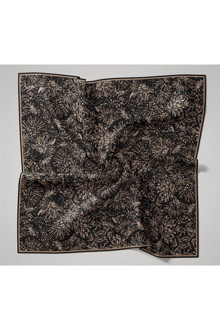 İnce Pamuk Soft Eşarp Siyah-Vizon Desenli Tok Duruşlu Kaymaz 90X90 | Silk Home