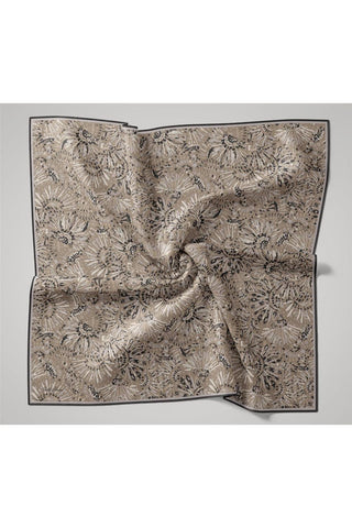 İnce Pamuk Soft Eşarp Açık Vizon-Antrasit Desenli Tok Duruşlu Kaymaz 90X90 - Soft Eşarp - | Silk Home