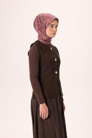 İnce Pamuk Soft Eşarp Çilek Kırmızısı-Antrasit Desenli Tok Duruşlu Kaymaz 90X90 - Soft Eşarp - | Silk Home