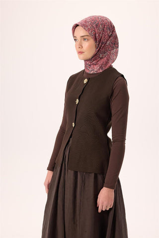 İnce Pamuk Soft Eşarp Çilek Kırmızısı-Antrasit Desenli Tok Duruşlu Kaymaz 90X90 - Soft Eşarp - | Silk Home