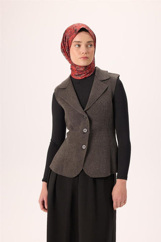 İnce Pamuk Soft Eşarp Kırmızı-Antrasit Desenli Kaymaz Dokulu Tok Duruşlu 90X90 - Soft Eşarp - | Silk Home