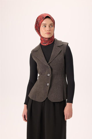 İnce Pamuk Soft Eşarp Kırmızı-Antrasit Desenli Kaymaz Dokulu Tok Duruşlu 90X90