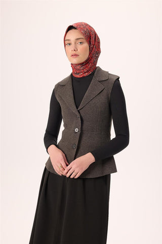 İnce Pamuk Soft Eşarp Kırmızı-Antrasit Desenli Kaymaz Dokulu Tok Duruşlu 90X90