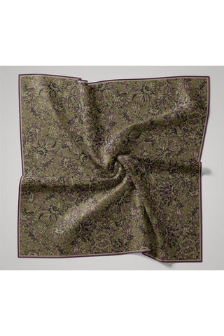 İnce Pamuk Soft Eşarp Yeşil-Mor Desenli Kaymaz Dokulu Tok Duruşlu 90X90 - Soft Eşarp - | Silk Home