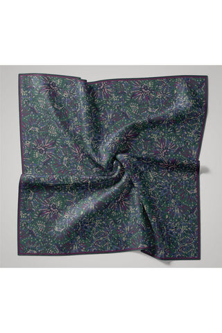 İnce Pamuk Soft Eşarp Petrol Yeşili-Pembe Desenli Kaymaz Dokulu Tok Duruşlu 90X90 - Soft Eşarp - | Silk Home