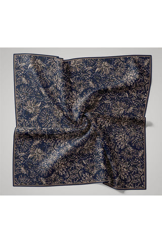 İnce Pamuk Soft Eşarp Lacivert-Vizon Desenli Kaymaz Dokulu Tok Duruşlu 90X90