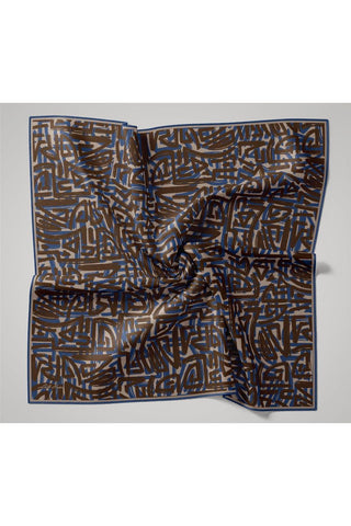İnce Pamuk Soft Eşarp Vizon Kahverengi Saks Desenli Nefes Alan 90X90 - Soft Eşarp - | Silk Home