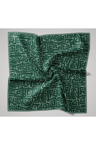 İnce Pamuk Soft Eşarp Su Yeşili Zümrüt Desenli Nefes Alan 90X90