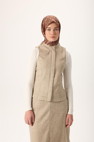 İnce Pamuk Soft Eşarp Açık Fildişi-Kahverengi Sütlü Kahve Desenli Nefes Alan
                Tok Duruşlu 90X90