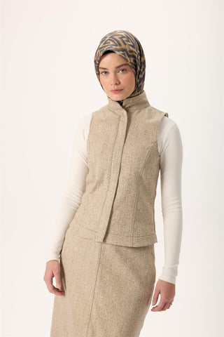 İnce Pamuk Soft Eşarp Krem-Antrasit Çinko Sarısı Desenli Nefes Alan Tok Duruşlu 90X90 - Soft Eşarp - | Silk Home