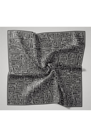 Thin Cotton Soft Scarf, Silver-Gray Smoke Patterned, Breathable, and Well-Matched, 90x90 cm.
