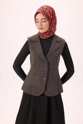 İnce Pamuk Soft Eşarp Krem Kırmızı Siyah Desenli Nefes Alan 90X90 - Soft Eşarp - | Silk Home