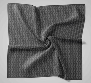 Pamuk Polyester Soft Eşarp Geometrik Desen Antrasit 90*90