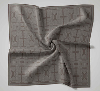 Pamuk Polyester Soft Eşarp Gri Geometrik Desenli Kaymaz Tok Duruşlu 90X90 - Soft Eşarp - | Silk Home