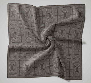 Pamuk Polyester Soft Eşarp Koyu Gri Geometrik Desenli Kaymaz Tok Duruşlu 90X90 - Soft Eşarp - | Silk Home