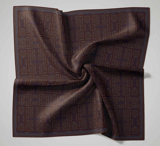 Pamuk Polyester Soft Eşarp Kahverengi Geometrik Desenli Kaymaz Tok Duruşlu 90X90 - Soft Eşarp - | Silk Home