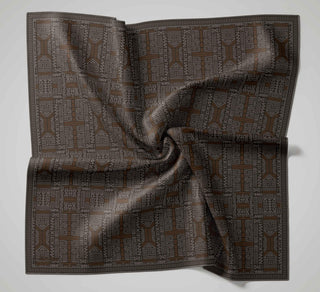 Pamuk Polyester Soft Eşarp Yağ Yeşili Geometrik Desenli Kaymaz Tok Duruşlu 90X90 - Soft Eşarp - | Silk Home