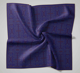 Pamuk Polyester Soft Eşarp Saks Mavisi Geometrik Desenli Kaymaz Tok Duruşlu
                90X90