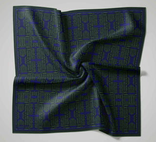 Pamuk Polyester Soft Eşarp Koyu Lacivert Geometrik Desenli Kaymaz Tok Duruşlu 90X90 - Soft Eşarp - | Silk Home