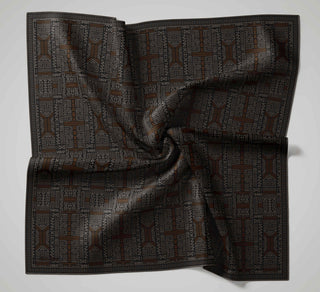 Pamuk Polyester Soft Eşarp Gri Geometrik Desenli Kaymaz Dokulu Tok Duruşlu 90X90 - Soft Eşarp - | Silk Home
