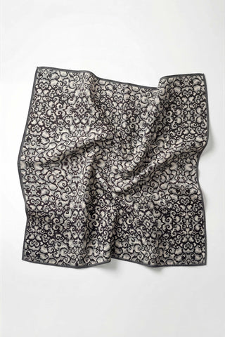 Pamuk Karışımlı Soft Eşarp Sis Motif Desen Siyah 90X90