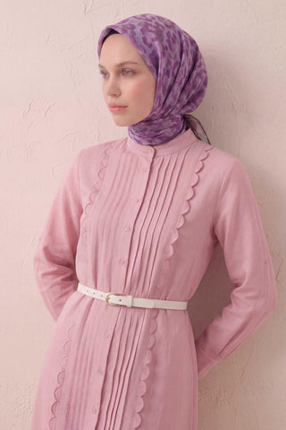 Pamuk Karışımlı Soft Eşarp Sis Motif Desen Pembe 90X90