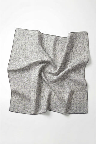 Cotton Blend Scarf, Silver Geometric Triangle Pattern, Soft Texture, Non-Slip, 90x90 cm.