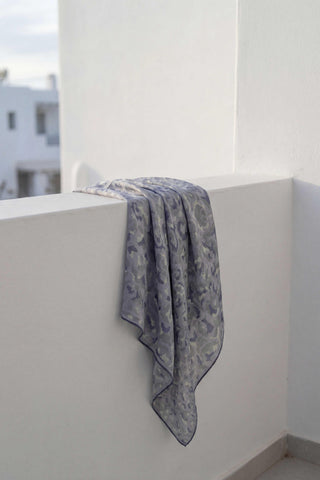 Pamuk Karışımlı Soft Eşarp Sis Motif Desen Gri 90X90
