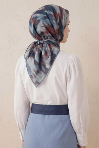 Pamuk Karışımlı Soft Eşarp Soyut Fırça Desen Bebe Mavi 90X90